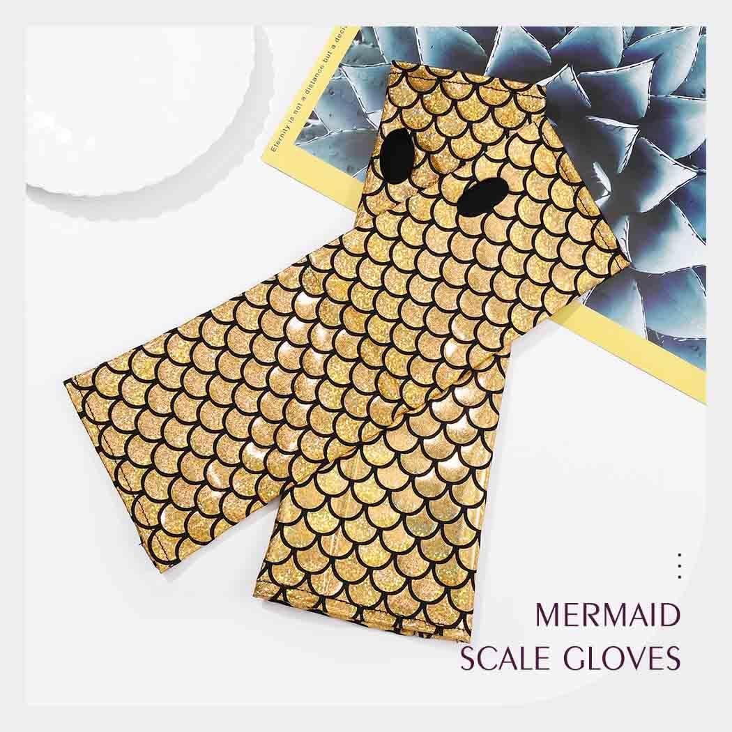 Green Mermaid Glove Fish Scale Arm Sleeve Party Gloves Costume Accessories for Women - Image 2