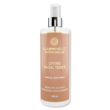 Lumineo Anti-wrinkle anti-ageing lifting tonic 400 ml developed for ultrasound exfoliating devices derma roller. Soothes skin irritation reduces pores combats impurities and blackheads