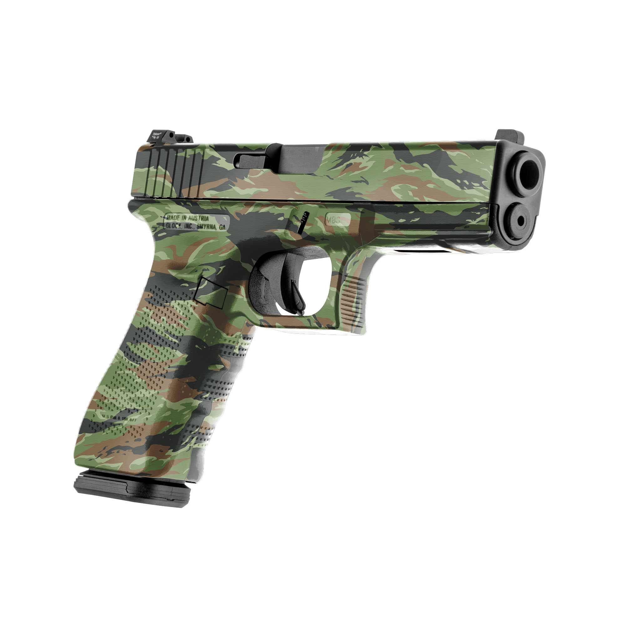 GunSkins Precut Pistol Skin for Glock 45 - Compatible with Airsoft AEG BB Gun - Vinyl Gun Wrap - Easy to Install - 100% Waterproof - Matte Finish - Made in USA - GS Vietnam Tiger Stripe