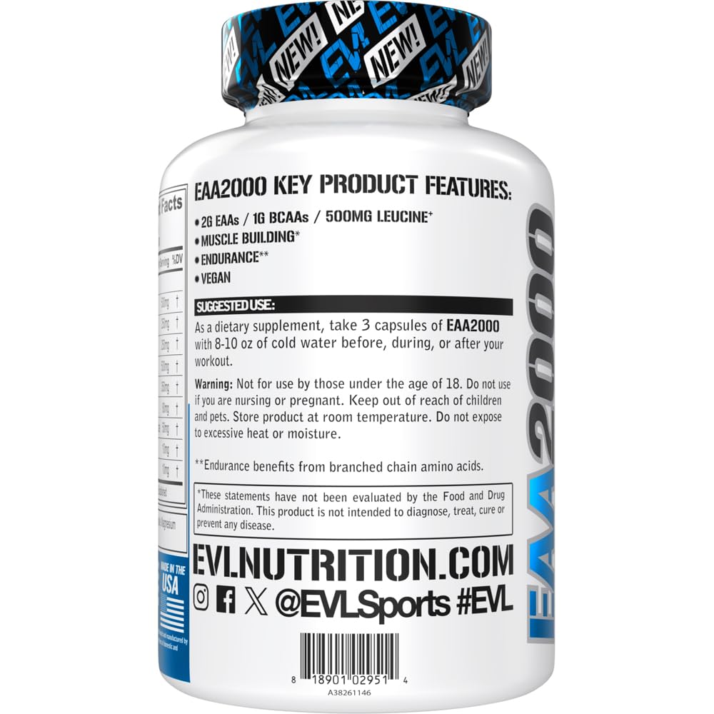 Evlution EVL EAA2000 - Essential Amino Acids Capsules - 30 Servings — Amazon image 3