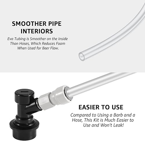 Miniatura 6 de Hgkeke Línea de gas de cerveza de 5 pies Línea de cerveza 716-20UFN Qiuck desconector y 38 pulgadas OD EVA línea de gas de cerveza para regulador de
