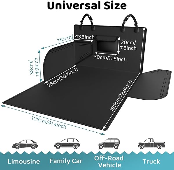 KYG Protector Maletero Coche Universal Impermeable y Resistente Protector Maletero con Protección Lateral Funda Maletero Fácil de Limpiar para Coches, SUVs y Camiones, 185 * 105 * 38cm - Negro - 2