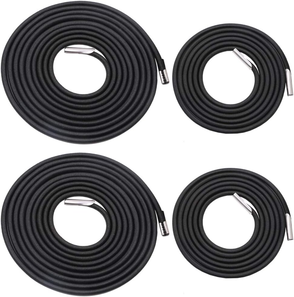 Universal Replacement Cords for Zero Gravity Chair, Antigravity Chair Elastic Laces for Lawn Chair Patio Lounge Recliner Chair Repair Oxford Stretch Kit, Black 4 Cords(2 Longs + 2 Shorts)