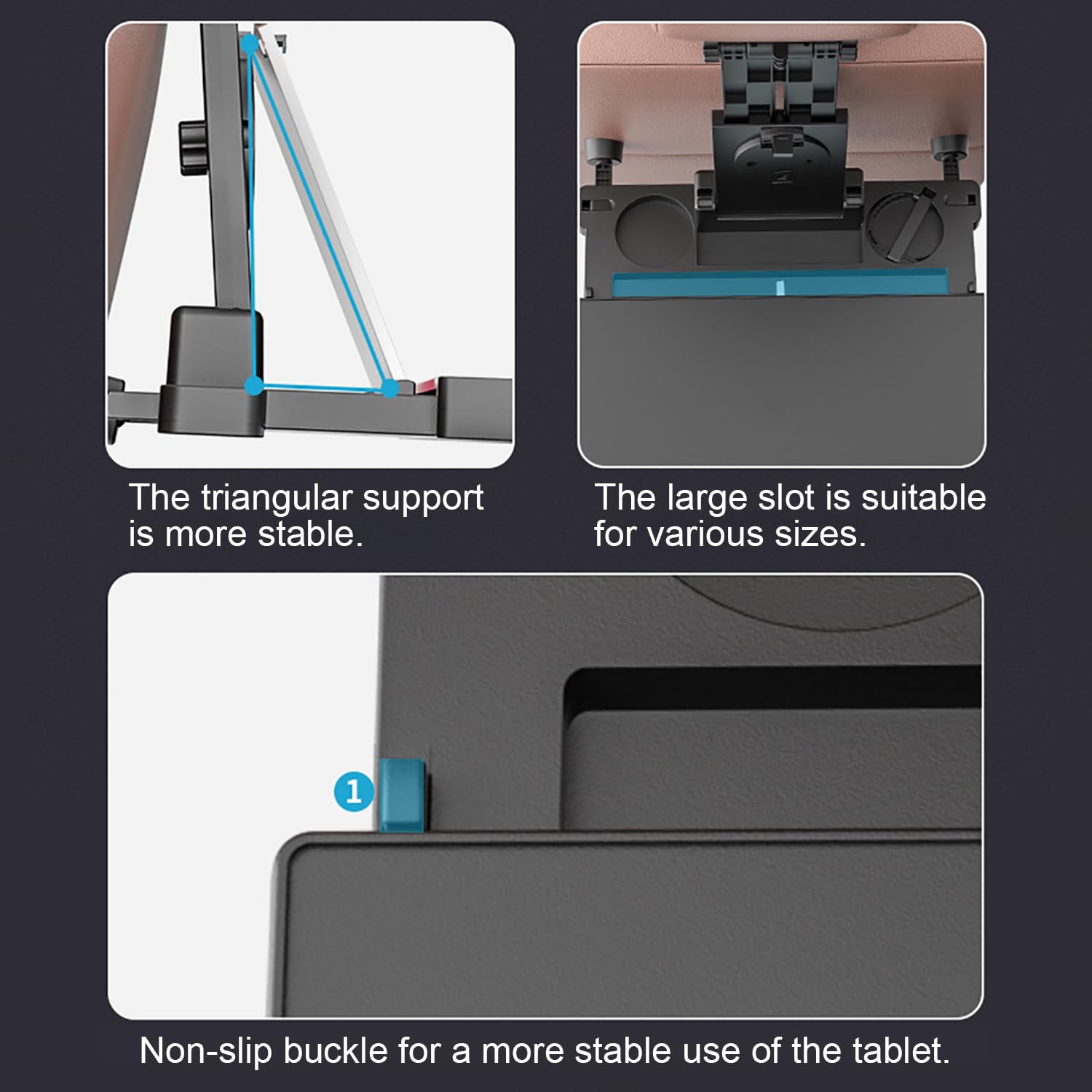 Tavolino per Auto，Vassoio del Sedile Posteriore Automobile con Portabicchieri e Supporto,Tavolino Regolabile per Cellulare Portata 15-20 kg，per Lavorare, Scrivere，Cibo