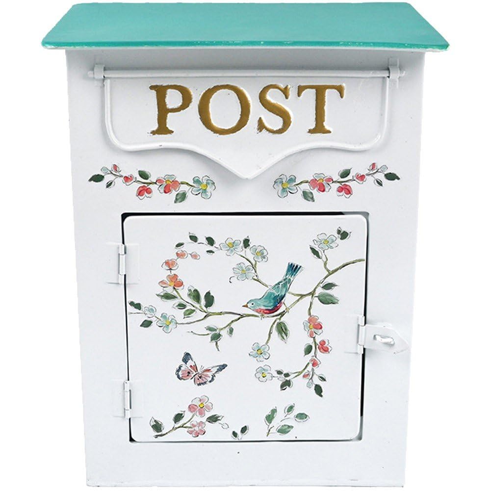 Boîte aux lettres extérieure en métal vintage motif oiseau déco de jardin mural