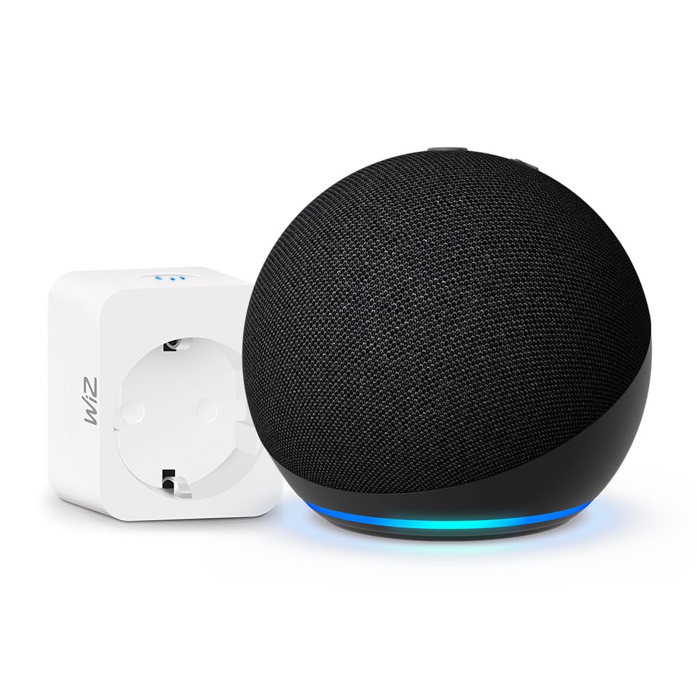 Echo Dot (5ª generazione) | Antracite + WiZ Presa intelligente, compatibile con Alexa - Kit di base per Casa Intelligente