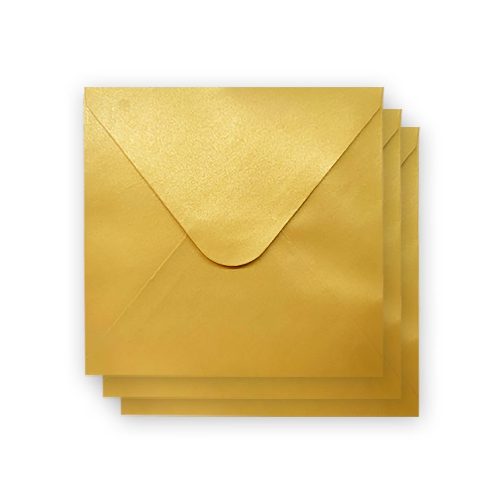 10 Pack - 6x6 Inch (155x155mm) Gold Square Shimmer Envelopes, Available in Different Colours– 100 GSM Metallic, Pearlescent Envelopes for Greeting Cards, Wedding Invitations and Art & Crafts