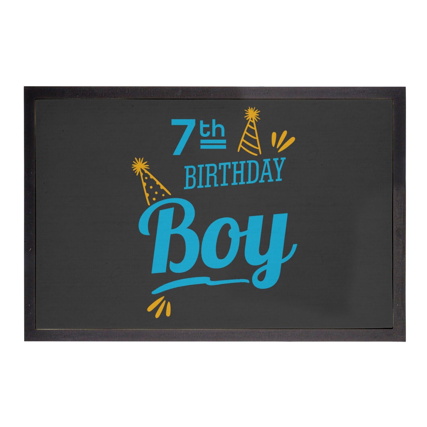 Paillasson noir cadeau original anniversaire garçon 7 ans 75x50cm