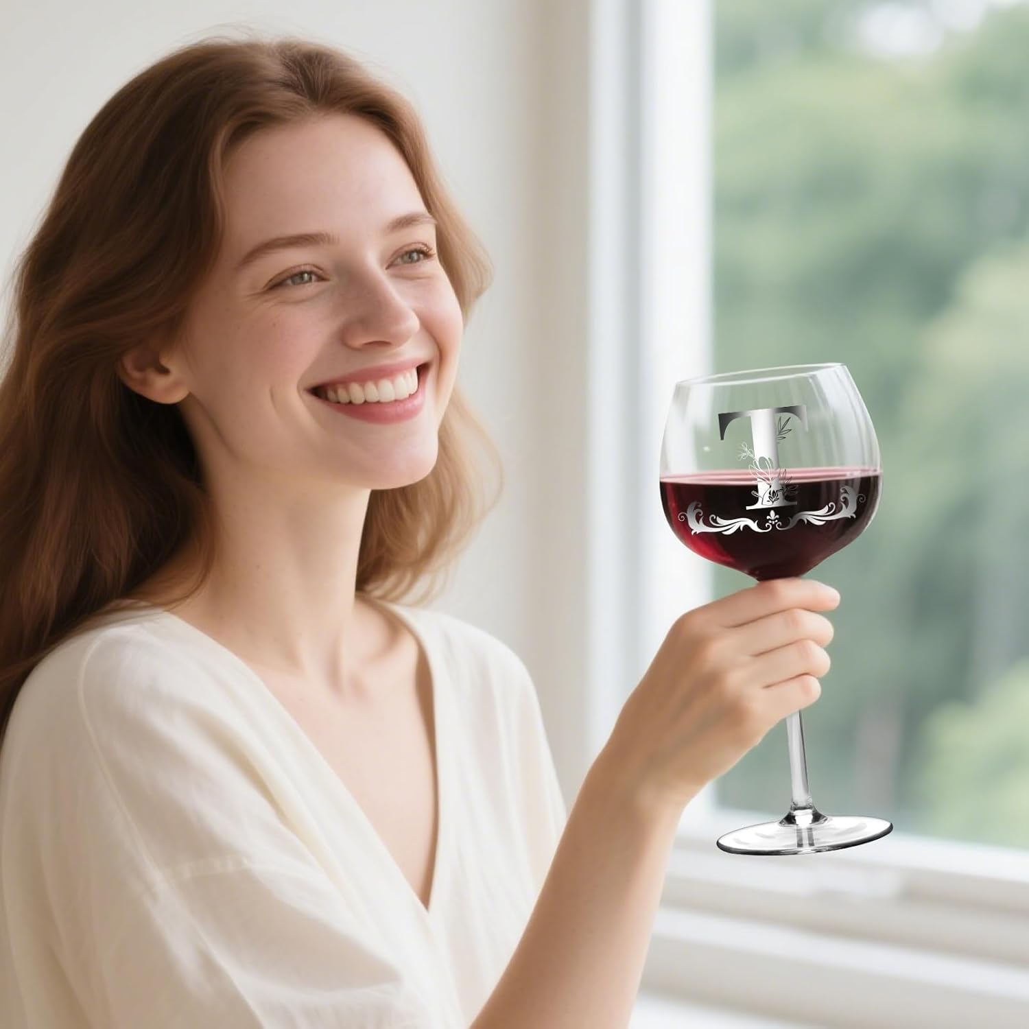 Personalized Birthday Gifts for Women - Customized Initial A-Z Wine Glasses, Unique Monogram Wine Gifts for Her, Mom, Wife, Sister, Daughter, Friend (Letter T) - Image 3