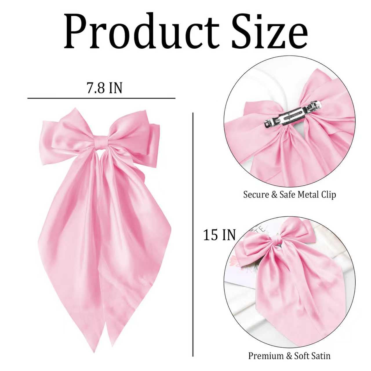 Amazon.com : 2Pcs Silky Satin Hair Bows in Satin Pink with 