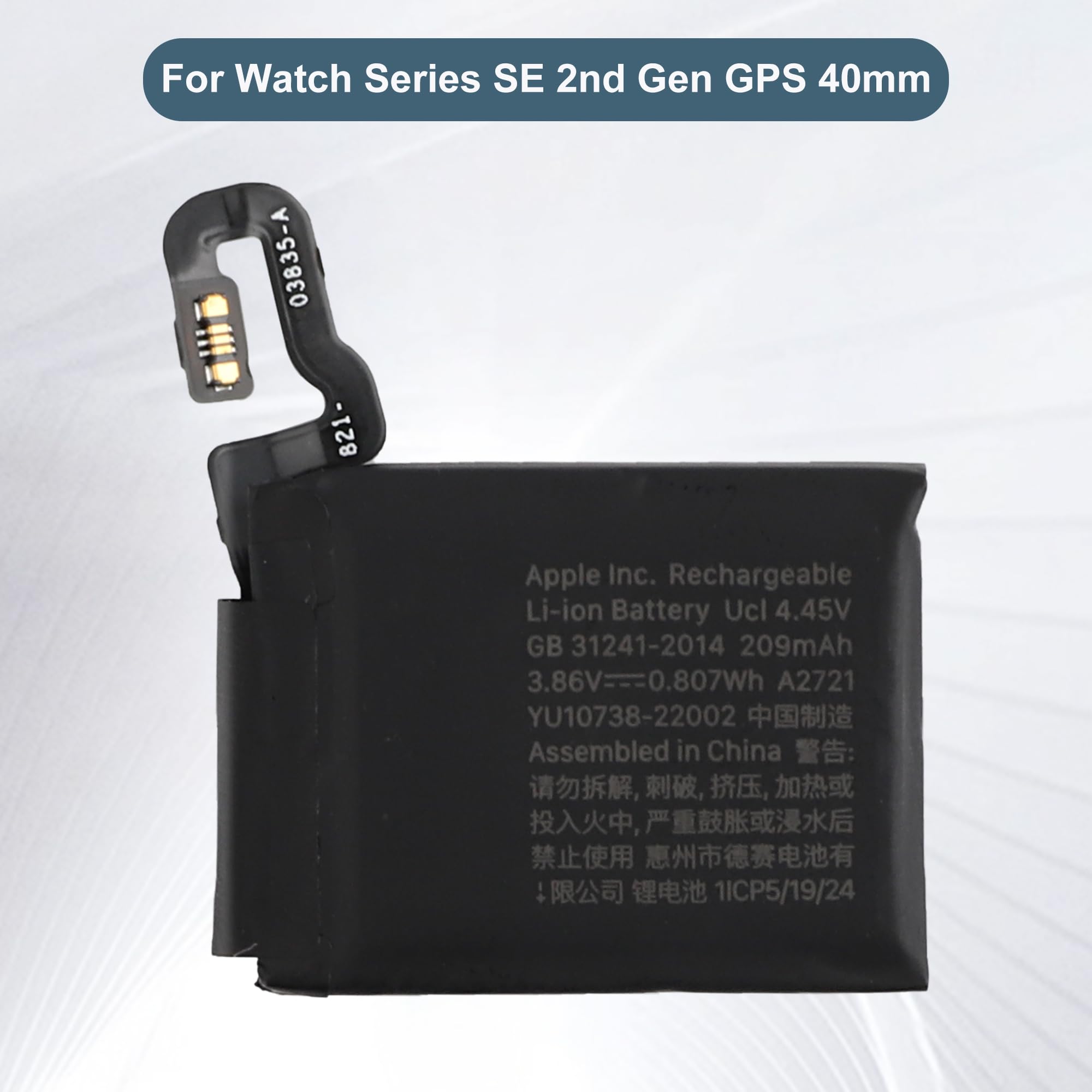A2721 Zapasowa bateria 209 mAh/3,86 V kompatybilna z Apple Watch Series SE 2. generacji GPS 40 mm z narzędziami