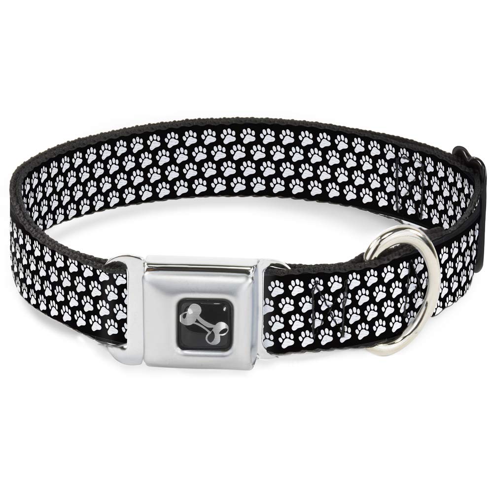 Collier chien motif os Buckle Down Noir Blanc réglable de 16 à 58 cm taille Medium pour grand écran