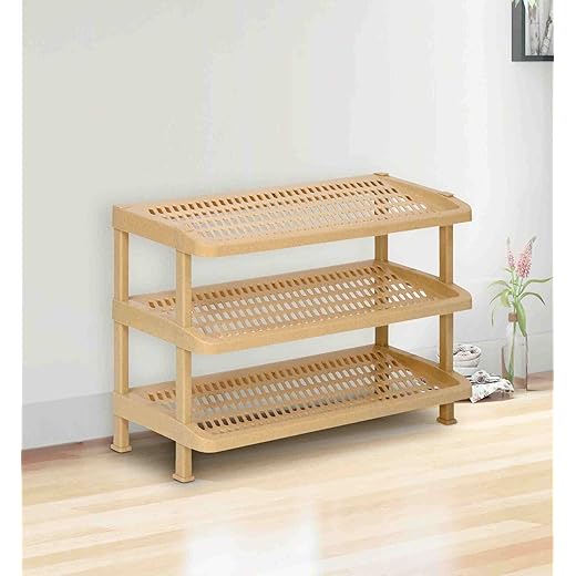 Nilkamal MULRACK3 Plastic Shoe Stand - Marble Beige
