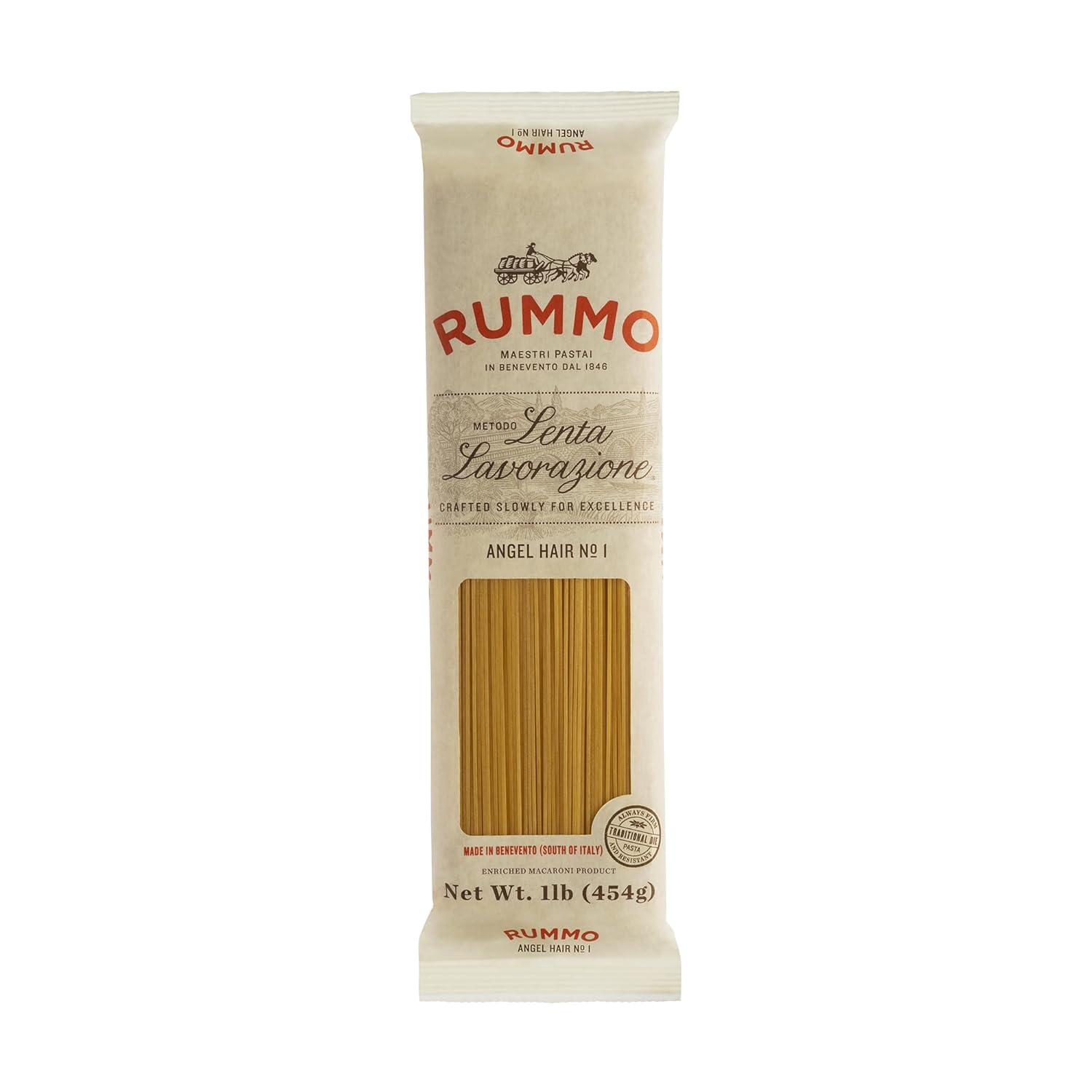 Rummo Angel Hair Pasta N.1 - Capellini Pasta Noodles, Dry Pasta, Durum Wheat Angel Hair, Skinny Pasta, Thin Noodles - 16 Ounces (Pack of 20)