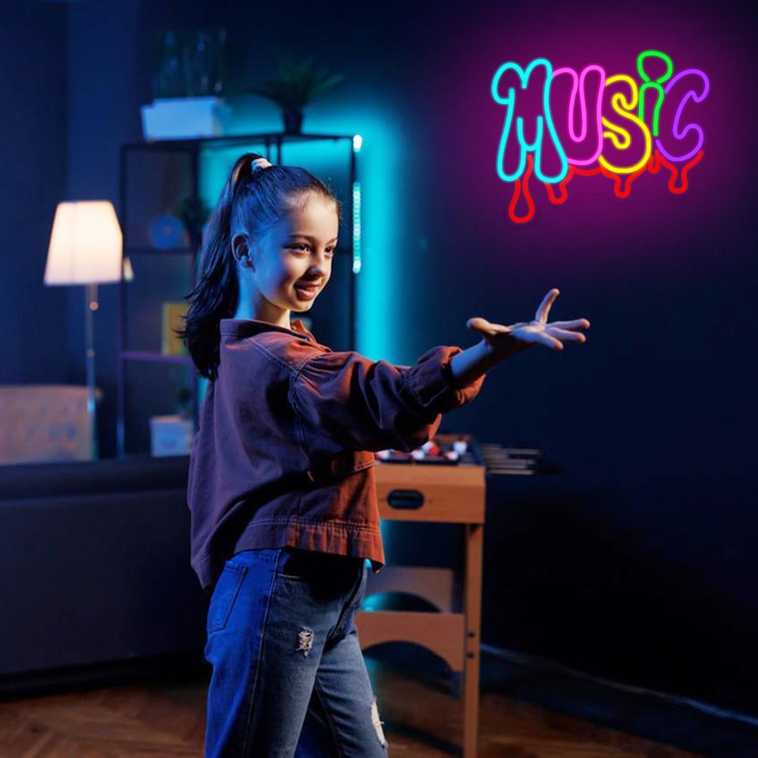 Dripping Music Neon Sign for Wall Decor, Colorful Letter Neon Light, Dimmable Live Music LED Light Up Sign for Bedroom,Game Room, Beer, Bedroom,Party,Club - Image 7