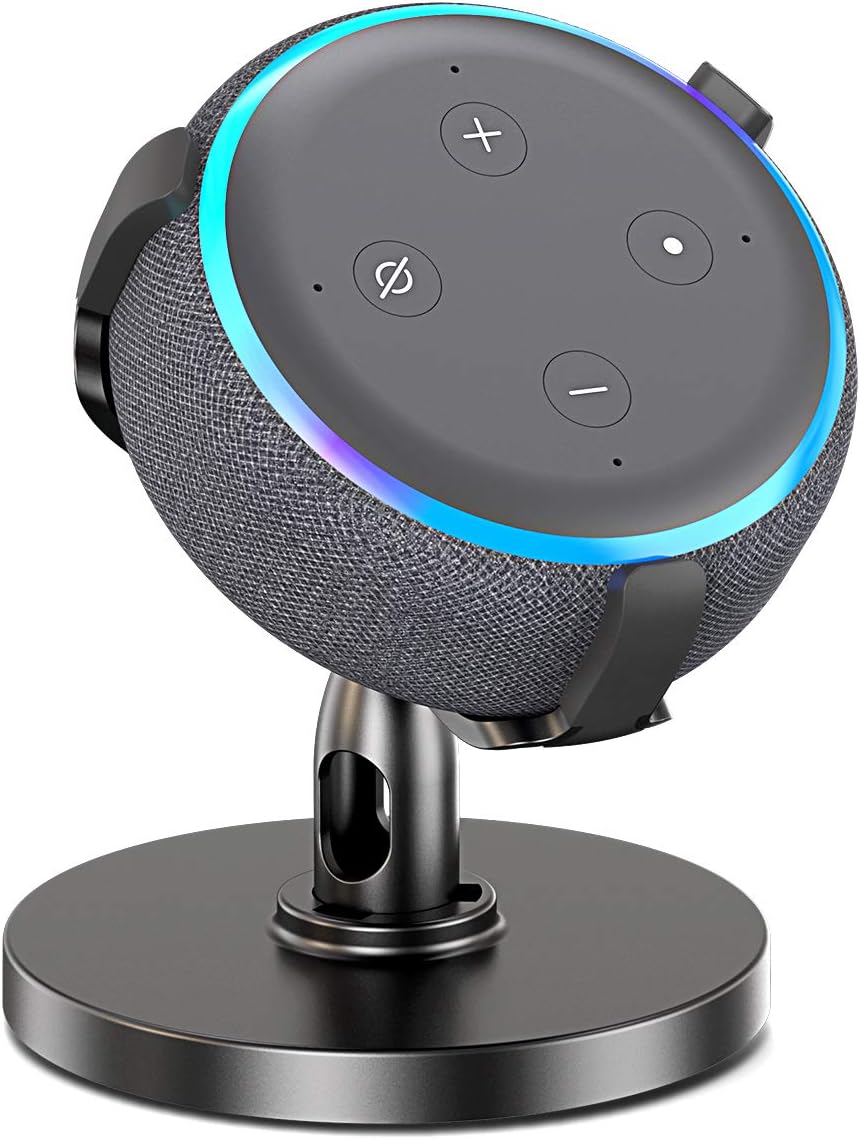 Pobon Table Holder for Dot 3rd Generation, 360° Adjustable Stand Bracket Mount for Smart Home Speaker, Improves Sound Visibility and Appearance, Dot Accessories