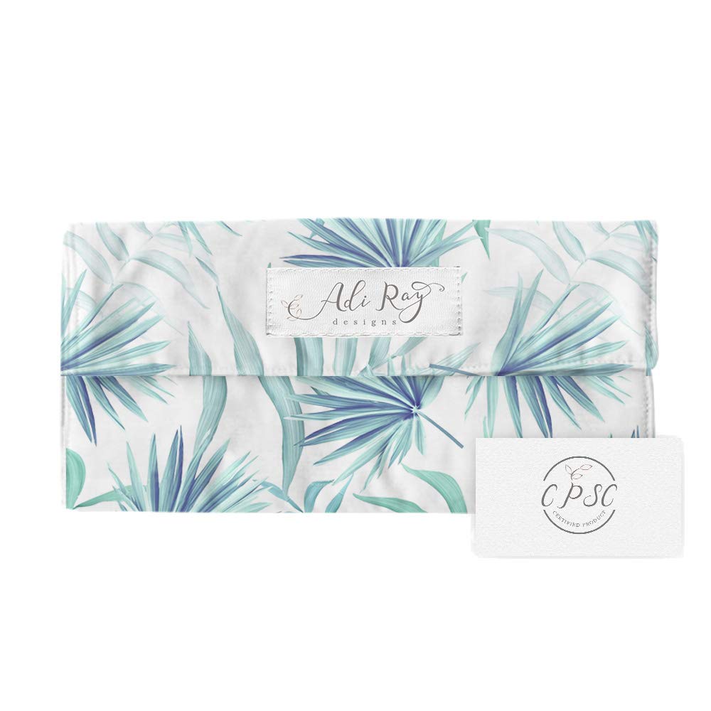 Designer Portable Changing Pad for Diaper Bag, Diaper Clutch with Changing Pad, CPSC Certified, Tropical Leaves