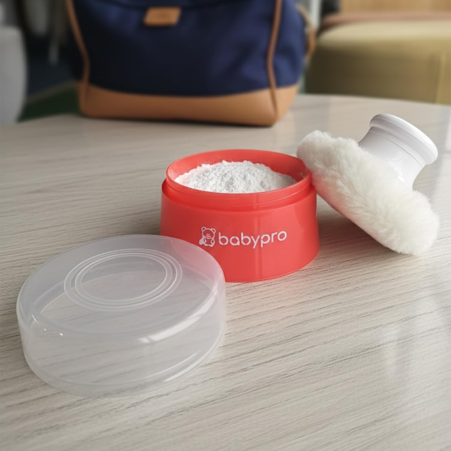 BabyPro Premium Powder Puff with Storage Container for Newborns & Kids, BPA-Free, Antibacterial, Gentle on Skin, Easy Refill & Carry, Convenient Storage, Pink & Green Colour, Single Pack-image-41