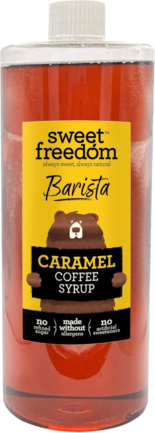 Sweet Freedom Caramel Coffee Syrup - 1 litre | Great Taste | Natural Sweetness Derived from Fruit | Ideal for Baristas & Coffee Lovers | No Preservatives or Allergens | Vegan