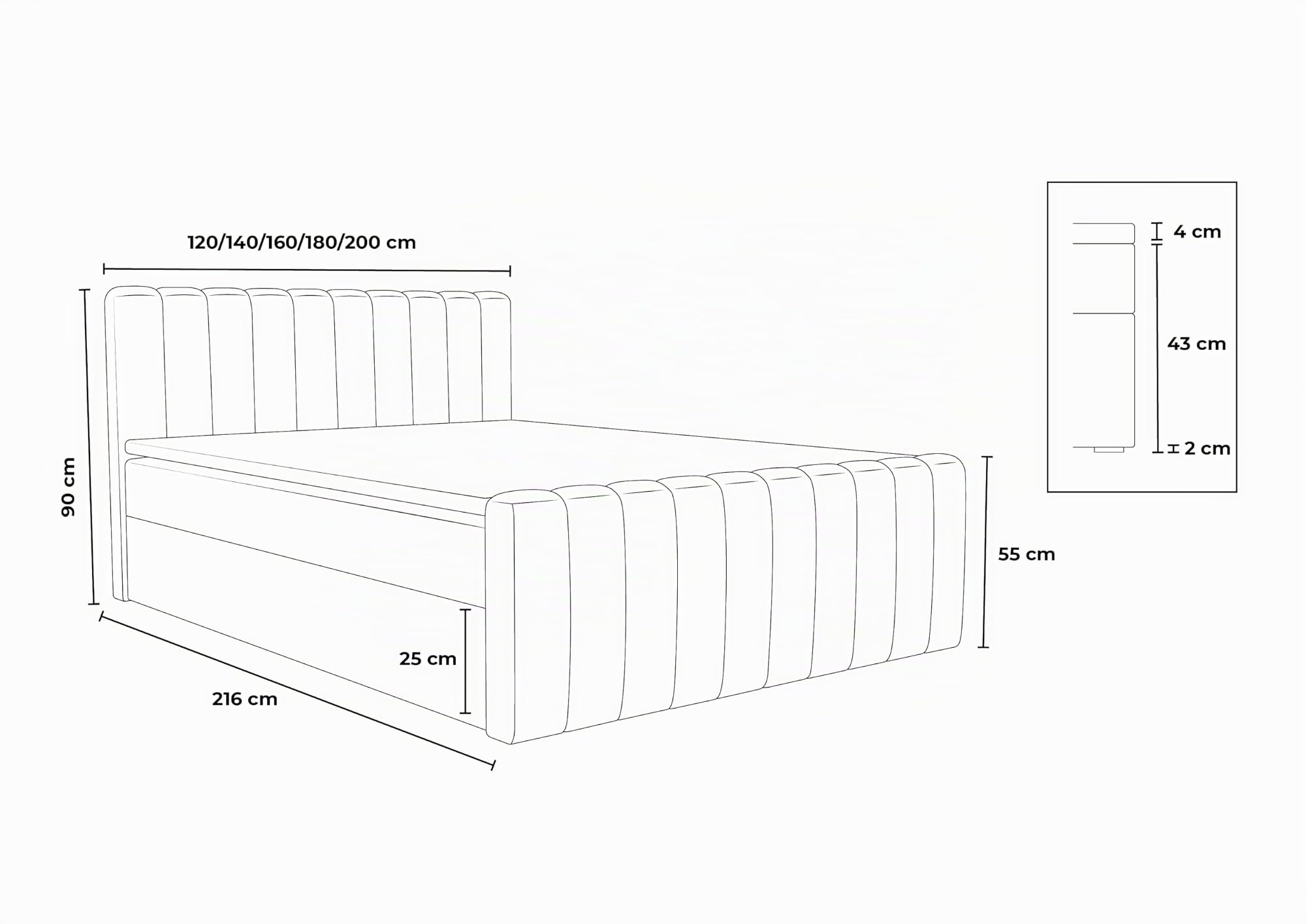 Generisch Boxspringbett Aster mit Bettkasten 180x200cm, Polsterbett mit Bonellmatratze Topper Doppelbett mit Stauraum gepolstertes Kopfteil, Doppelbett Schlafzimmer Härtegrad H3, Aston 1 - beige