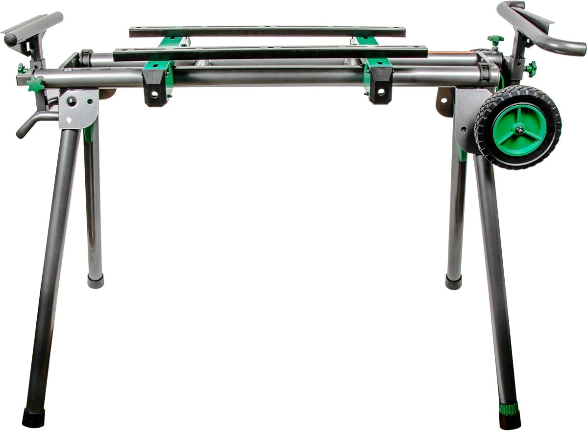 Universal Portable Miter Saw Stand, 400 Lbs Capacity, All Terrain Wheels, Leveling Foot, Fits 12 Inch Saws, 5-Year Warranty, 115769M