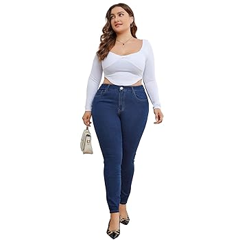 KISSPLUS Plus Size Skinny Jeans for Women High Waist Pencil