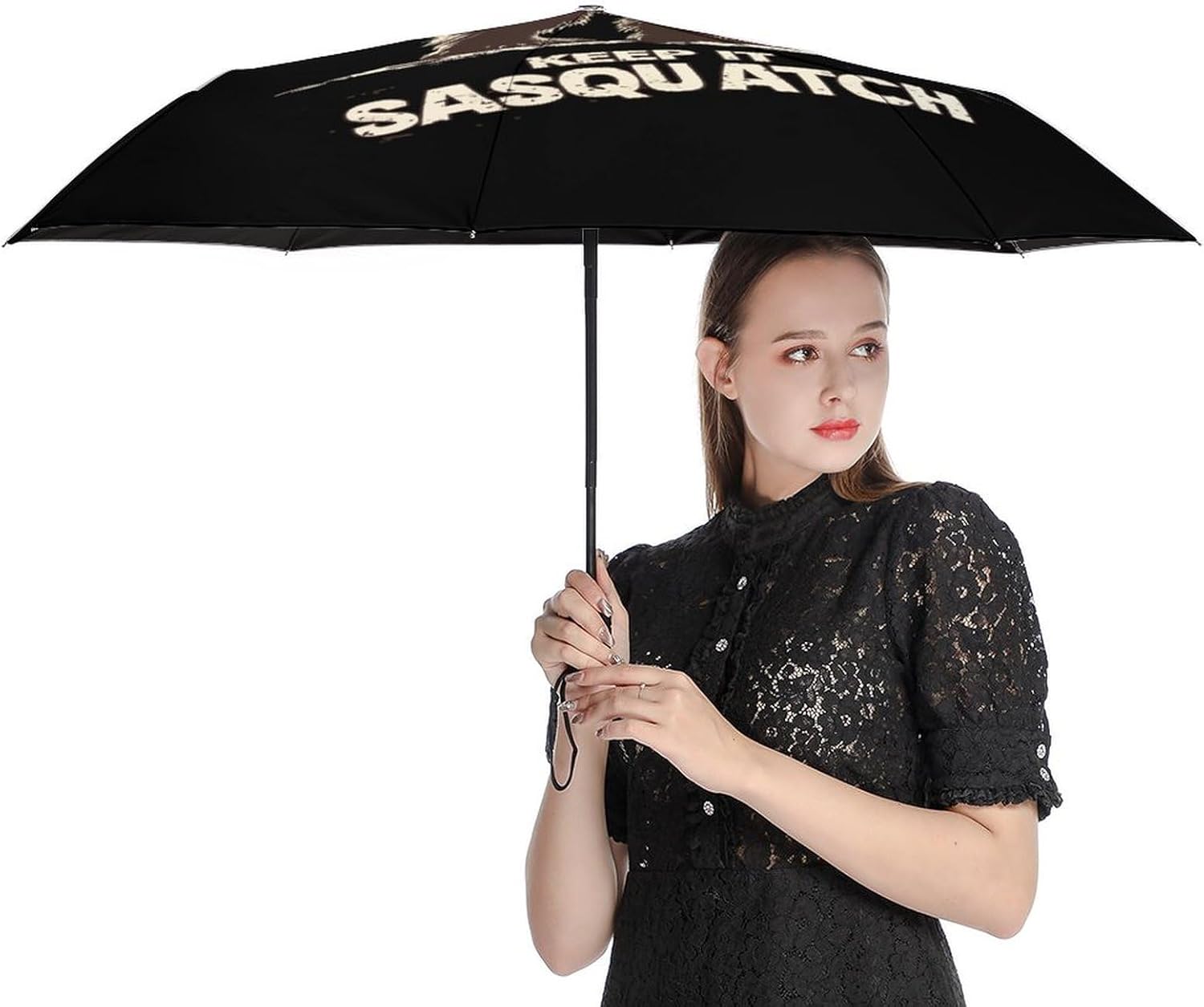 Keep It Sasquatch Bigfoot Travel Folding Umbrella Windproof Rain Auto Open Close Sun Umbrellas