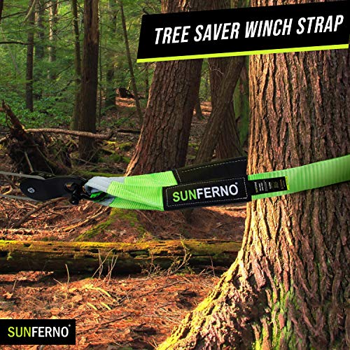 Sunferno Tree Saver Winch Strap 35,000 Lbs Certified | Confidently Rig Your Winch Line | 3 Inch X 8 Foot | Heavy Duty Emergency Off-Road Towing And Recovery Rope Accessory For 4X4 And Truck #TOP3
