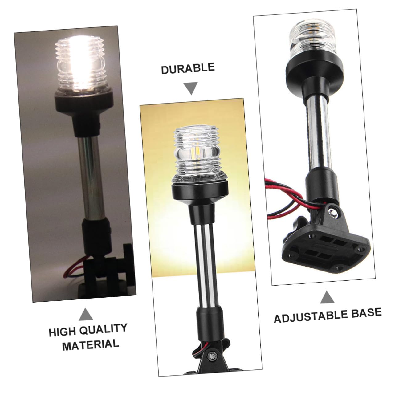 TOYANDONA LED Luce di Navigazione Barca 12vdc Bianca 360° 1 Pezzo | Flip-up Design 5w 2 Acrilico e Lega di Alluminio 4000-4500k per Yacht e Marine