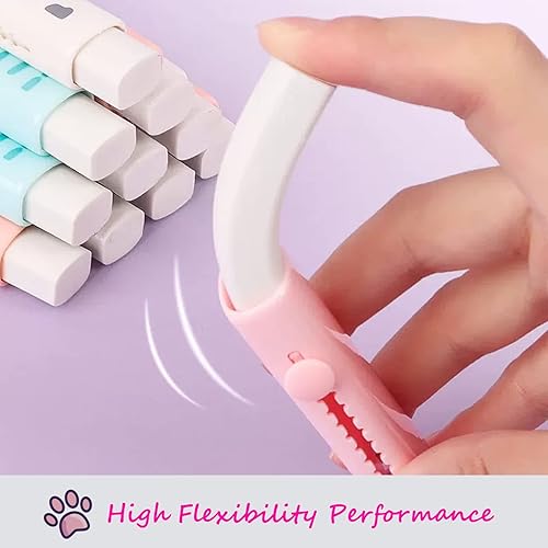 Vista 6 de 4 piezas de borrador retráctil Kawaii con patas de gato para niños, goma para estudiantes que escriben, dibujar estéticos suministros escolares