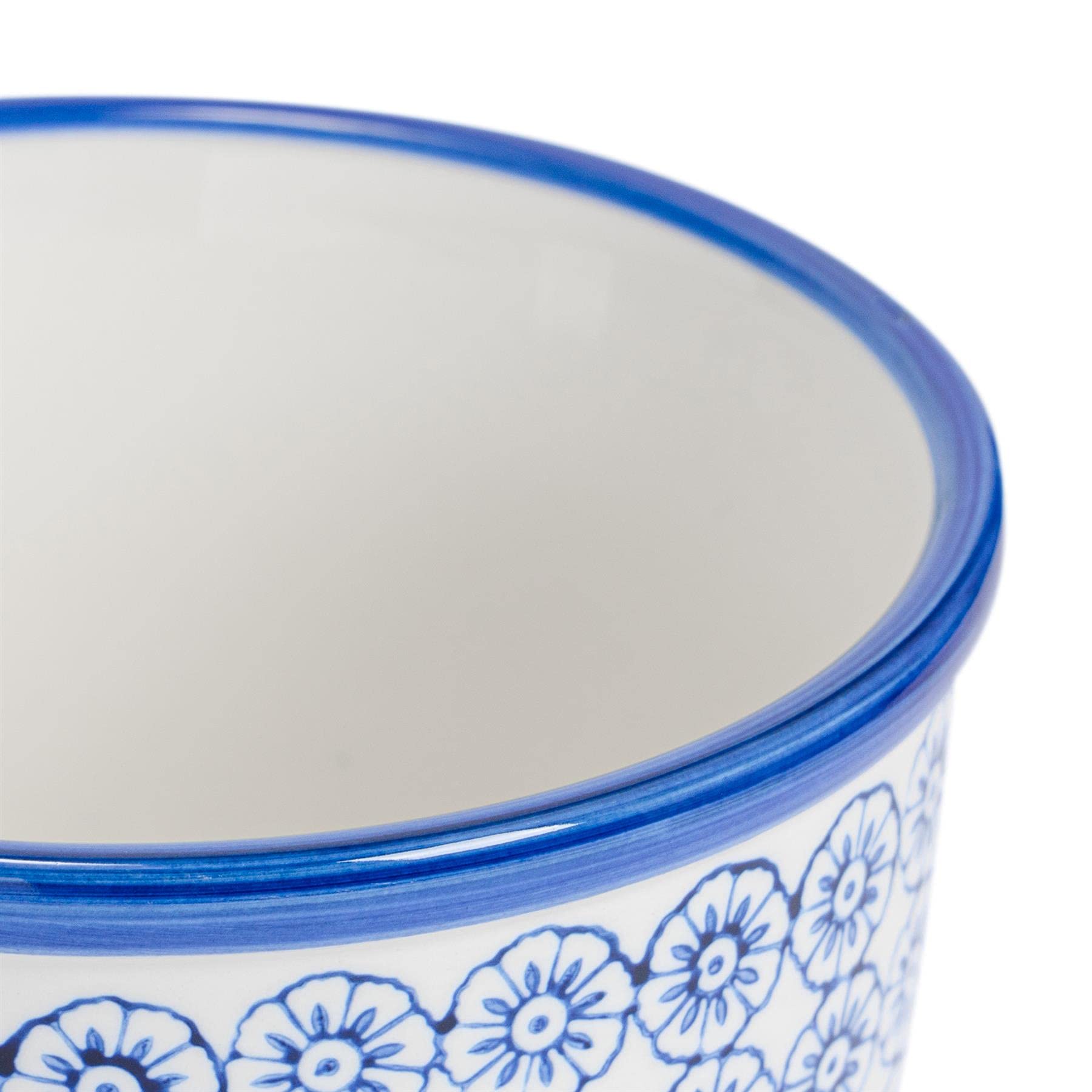 Nicola Spring Handgedruckte Pflanzentöpfe Mit Untertassen - 20,5cm - 3 Farben - Pack Von 3