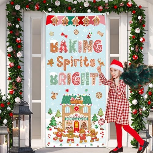 Christmas Gingerbread Door Cover Decoration Christmas Baking Spir...