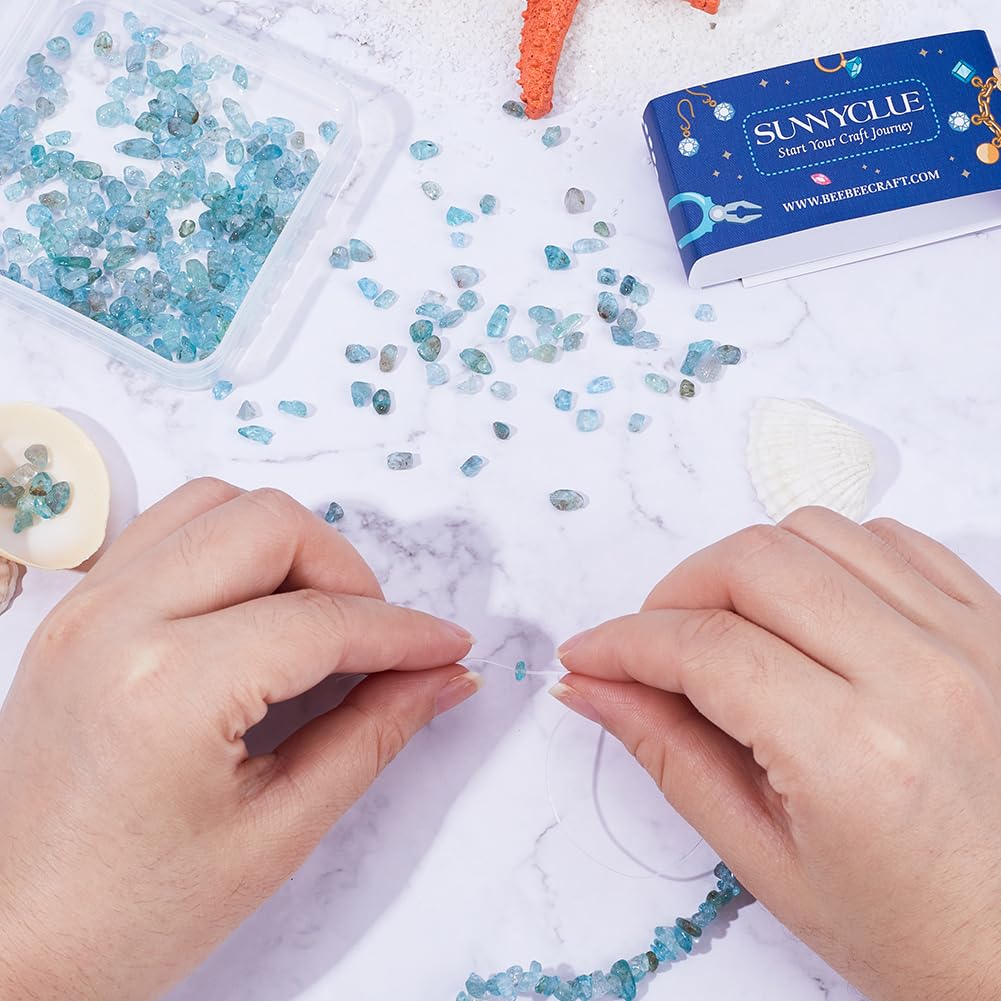 SUNNYCLUE 2 Strands Apatite Chip Beads Chip Stones Beads Natural Apatite Beads Apatite Crystal Chips Healing Energy Chip Bead Strands Gemstone Chips for jewellery Making Home Decor Vase Plant Supplies - Image 3
