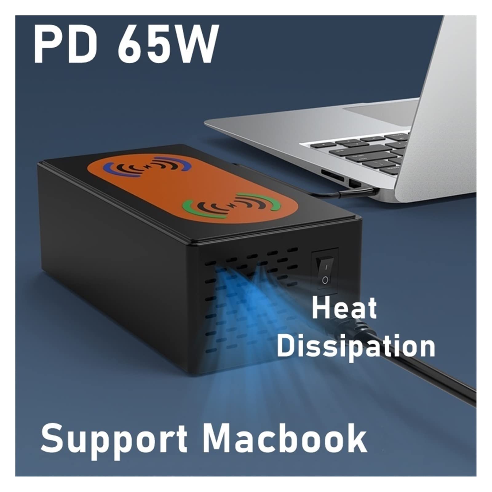 150W Multi USB Bezprzewodowa ładowarka 4 Port USB Stacja ładująca Organizator QC 3.0 Szybka stacja dokująca do telefonu komórkowego, tabletu i innych Przenośna konstrukcja(Nero)