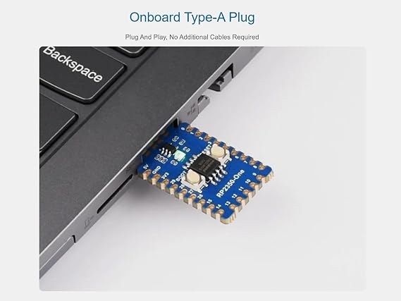Waveshare RP2350-One 4MB Flash MCU Board Based on Raspberry Pi RP2350A Dual-core & Dual-architecture Microcontroller Chip, Pico-like MCU Board onboard PCB Type-A Plug, Support C/C++, MicroPython