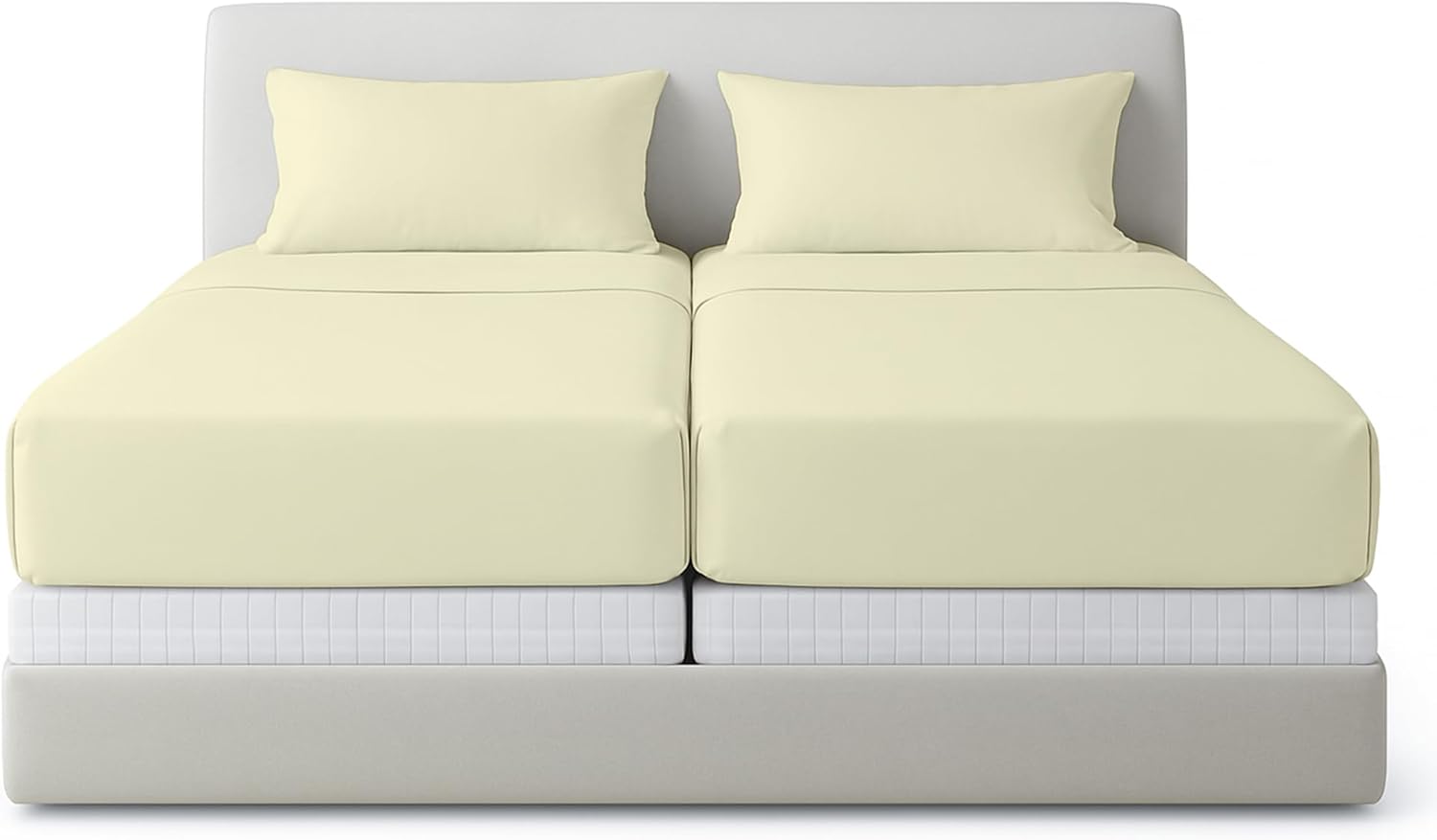 5 PC Split Queen Sheet Set, 600 Thread Count 100% Cotton, Ultra-Soft Breathable Sheets for Adjustable Bed with 16" Deep, Luxury Hotel-Quality Sheet Set, Light Blue Solid