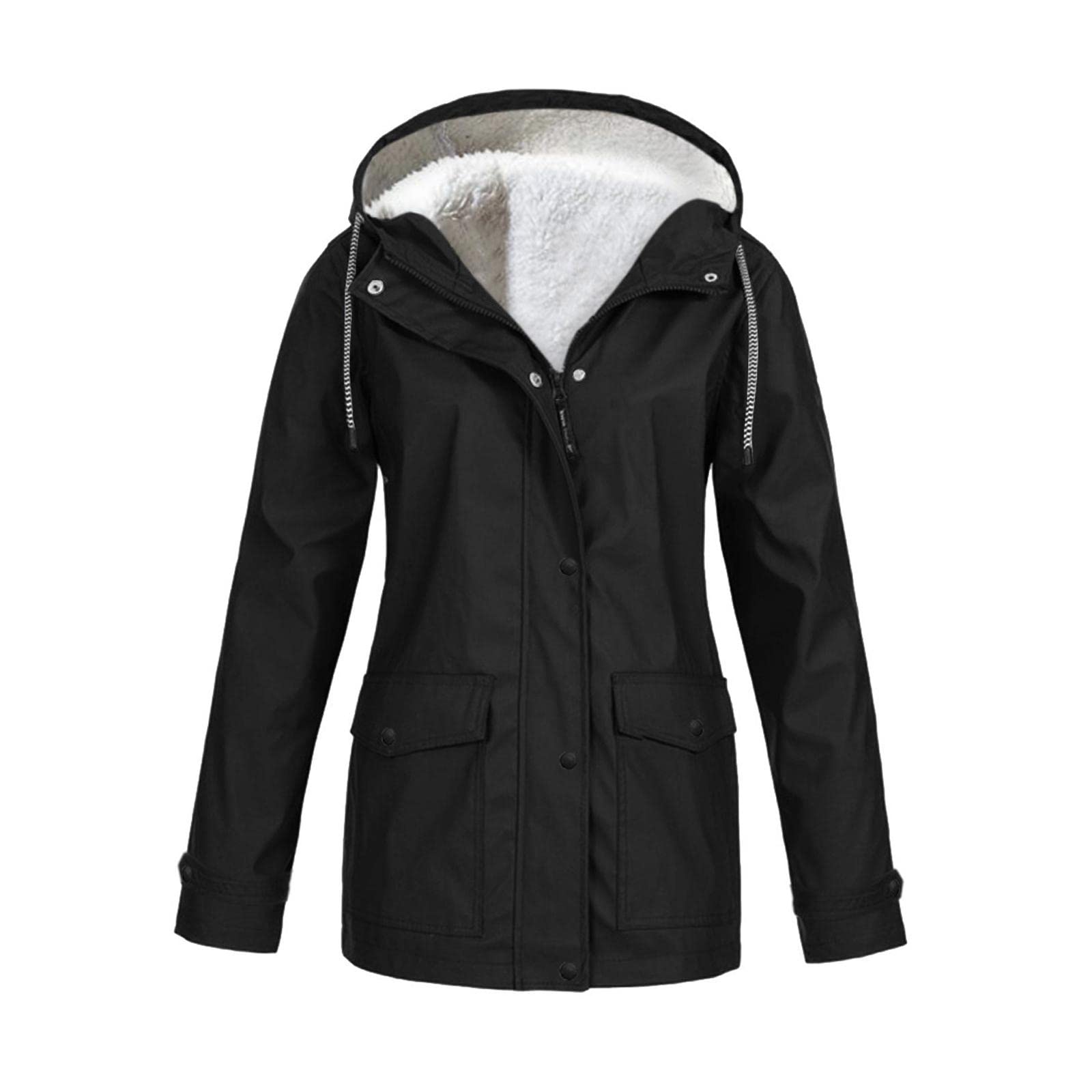 Hoodie Soft Woman Jacket Windproof Rain Coat Outdoor Winter Warm Outwear Black M Raincourt|Rain Coat|Rain Coat Cum Sweater|Wild Craft Rain Coat|Rain Coat For Rider-image-40