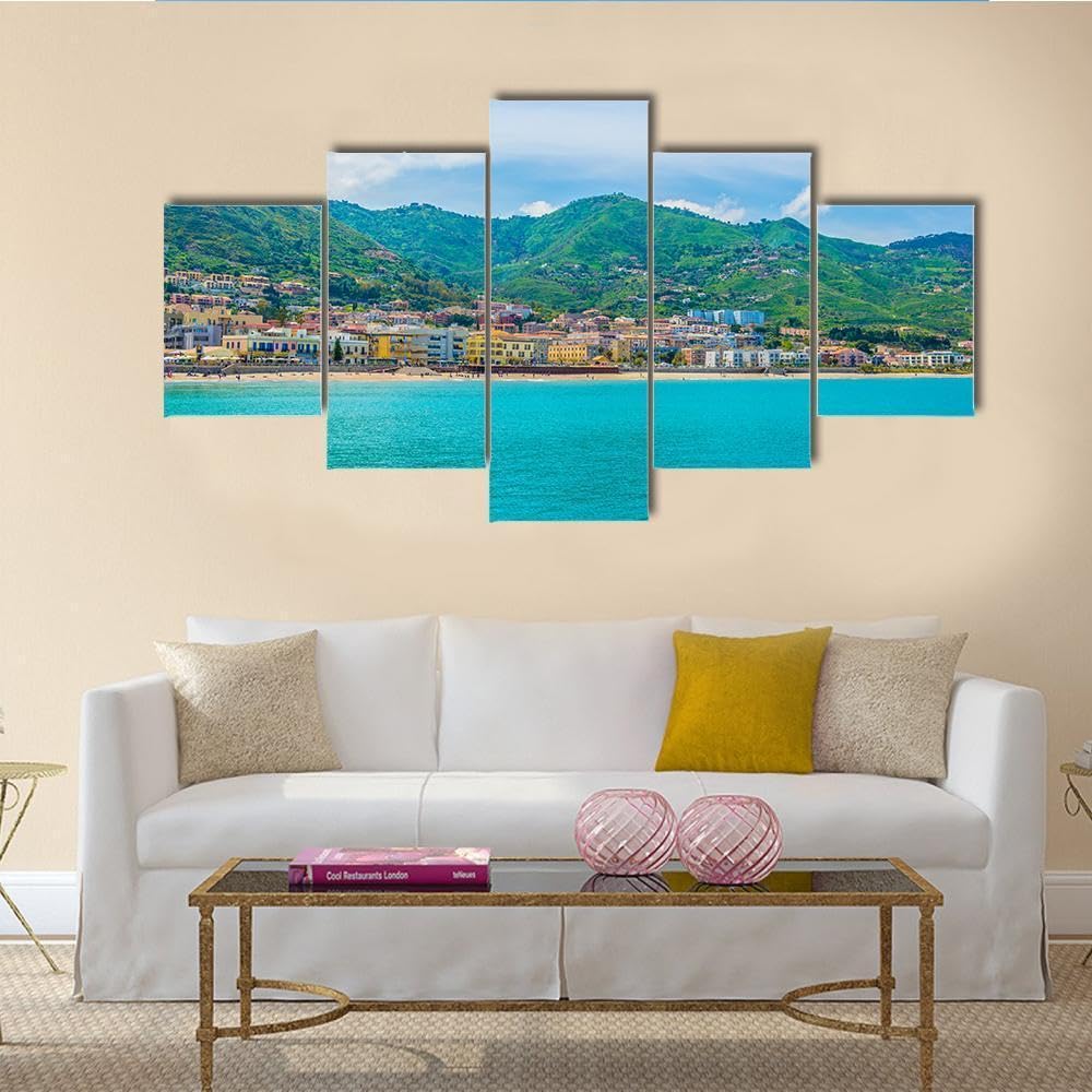 Impression sur toile 5 parties paysage de Cefalù tableau mural