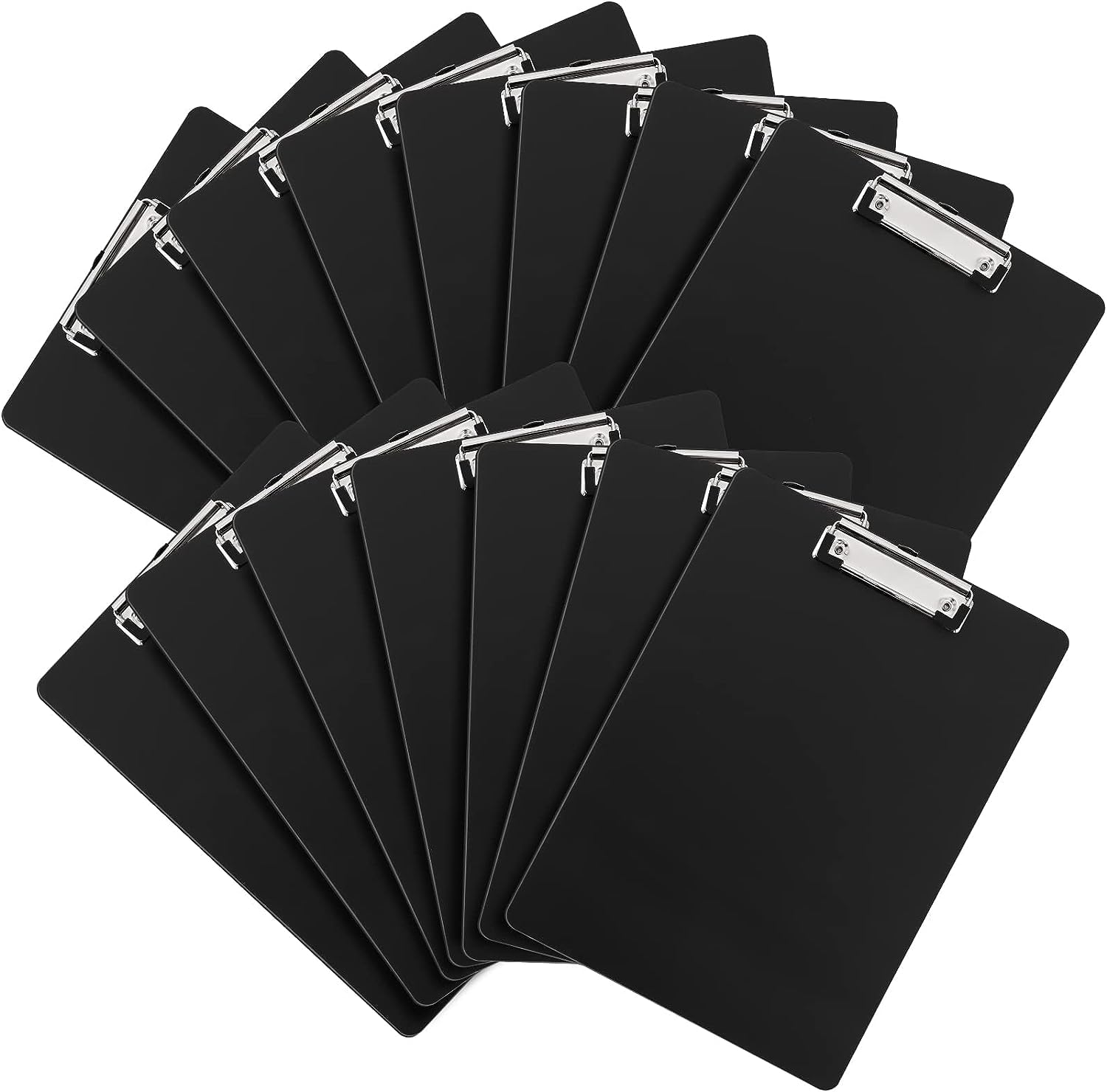 15 Pack Plastic Clipboards, 12.5x9 Inch Black Clipboards with Low Profile Clip, A4 Letter Size for Classroom, Office, School & Business Use