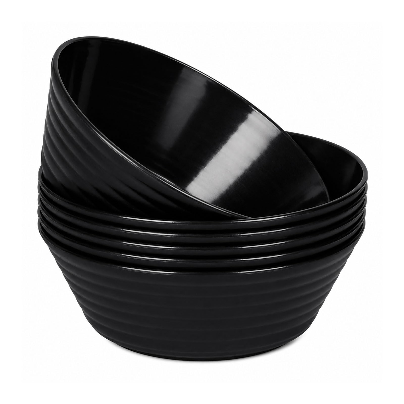 Doafoce 4er Bowl Schüssel 17,5cm Schwarz Schüsseln Unbreakable Müslischalen | Plastikschüssel Suppenschalen Schalensets Salatschüssel für Kinder Erwachesene, Mikrowellen Spülmaschinenfest