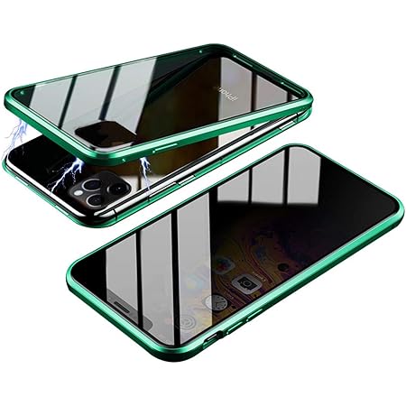 Amazon Com Hontech Magnetic Case For Iphone 11 Pro Max Slim Privacy Magnetic Adsorption Front And Back Tempered Glass With Built In Screen Protector Metal Bumper Flip Cover 6 5 Inch Green Cell Phones