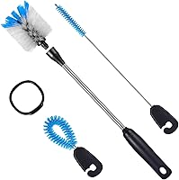 Vista 2 de Juego de cepillo de botella de acero inoxidable 3 en 1 y cepillo de pajitas, cepillo de limpieza de mango largo con cabeza reemplazable