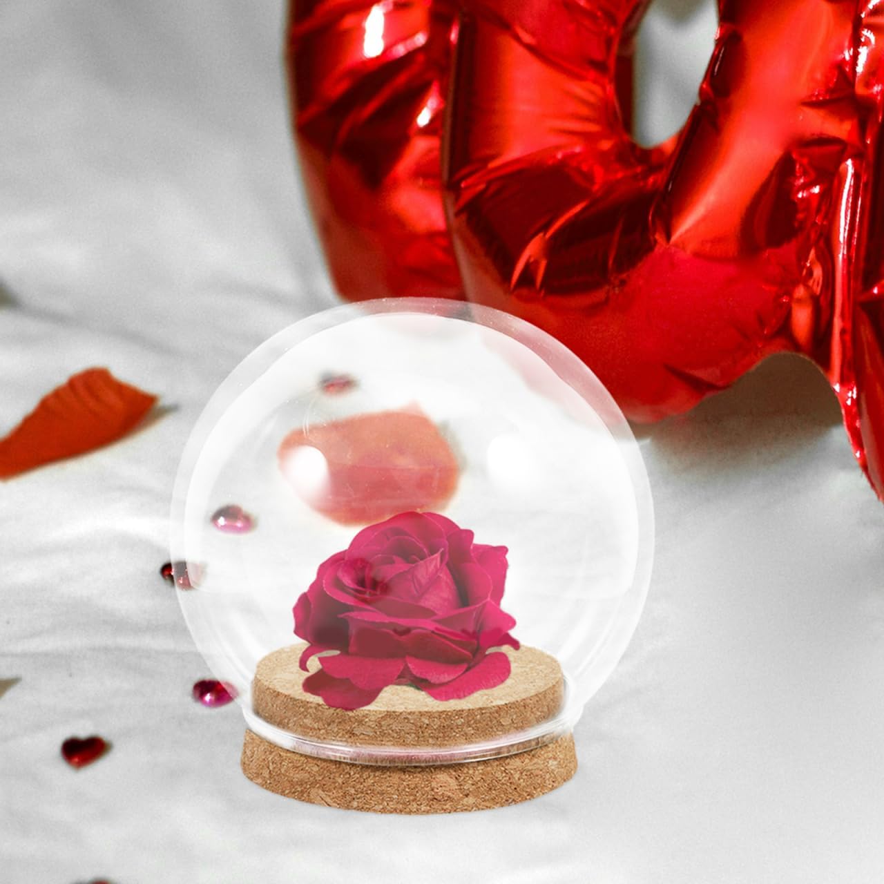 EXCEART 5 Pcs Glass Dome Cloche with Cork Base, 4-Inch Glass Display Dome for Preserved Flower & Snow Globe Kit, Clear Bell Jar Display Case for Candle, Collectibles & Micro Landscape