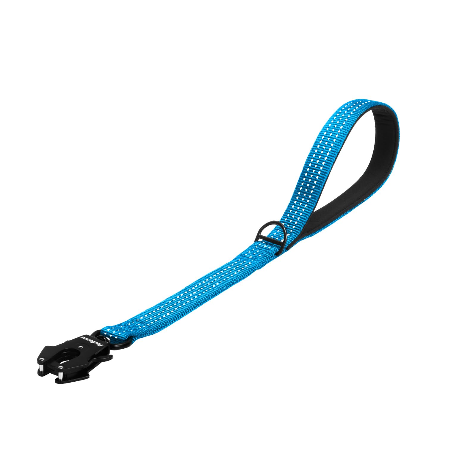 PetBonus Heavy Duty Short Dog Lead, Nylon Traffic Lead with Quick Release Clip, Comfortable Padded Handle, Reflective Training Leash for Medium Large Dogs (Light Blue, 45 cm)