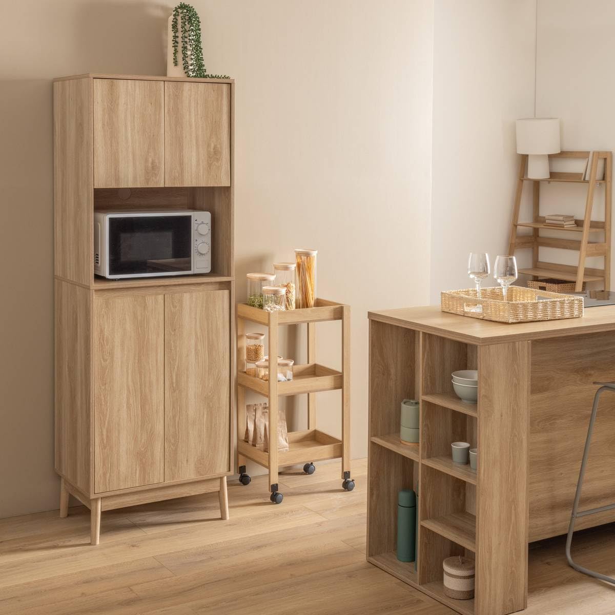 5 five simply smart 5Five – ABANA Beige Kücheninsel – 120 x 60 x 90 cm – Praktische und stilvolle Küchenmöbel, Arbeitsplatte und Essbereich