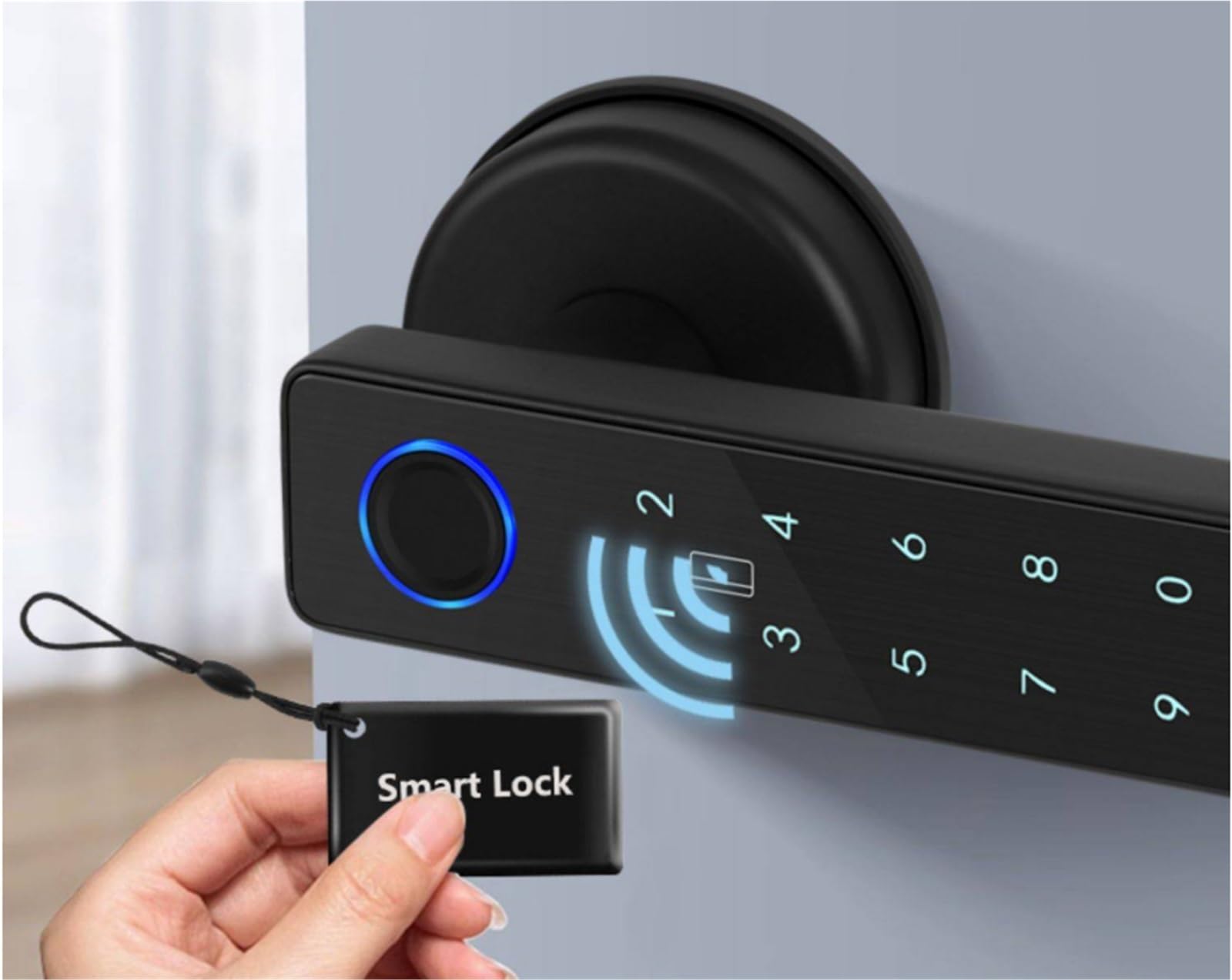 Serrure connectée Serrure intelligente à empreintes digitales, bouton de porte intelligent, serrure biométrique d'entrée sans clé for la sécurité de la maison, du bureau et de l'hôtel