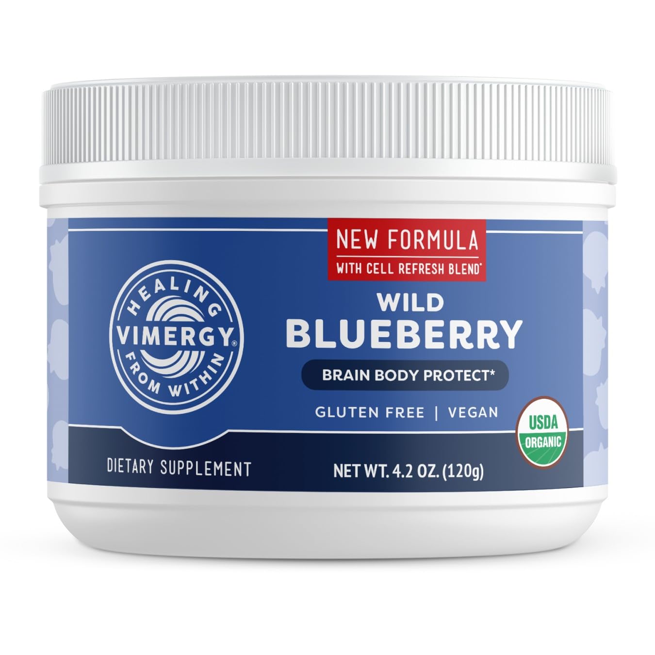 Vimergy Wild Blueberry Powder, 30 Porzioni – Polvere di Mirtilli Selvatici da Mirtilli Interi - Integratore Mirtillo Vegano – Senza Zuccheri Aggiunti o Riempitivi – Senza OGM e Senza Glutine (120 g)