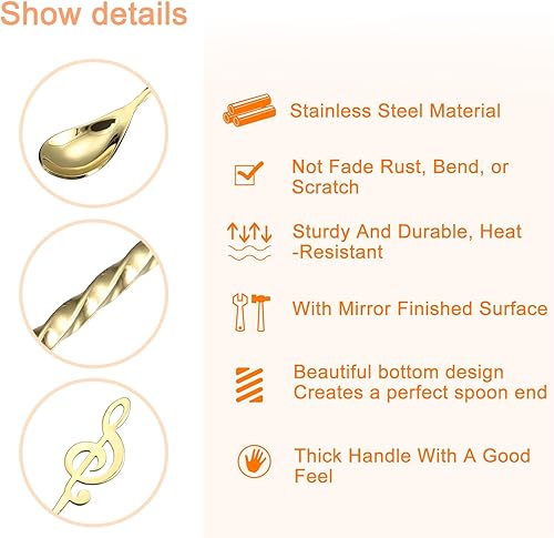 Miniatura 9 de uxcell Cuchara de bar para mezclar cóctel, 1 cuchara de acero inoxidable de 15.75 pulgadas, agitador de cuchara de mango largo con nota patrón en