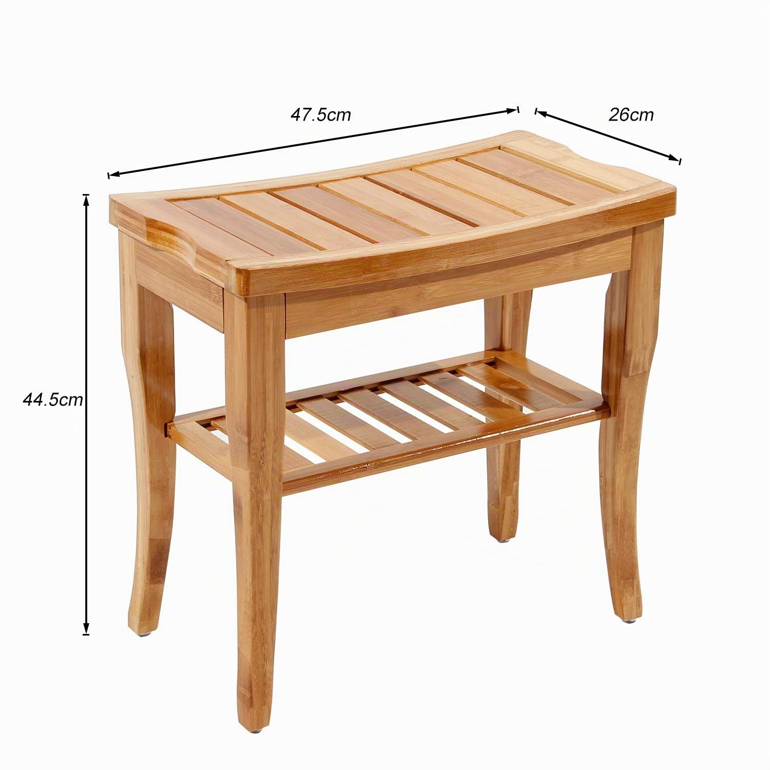 sogesfurniture Bambus Hocker Sitzhocker Duschhocker, Ablage Badhocker, Badezimmer Sitzbank, Mehrzweckhocker, 47.5x26x44.5 cm, KS-HSJ-04-BH