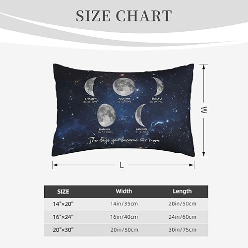 Miniatura 5 de Custom The Day You Became Our Mom Pillow Cover, Personalized Family Birth Moon Phase Pillowcases with Name Birthdate Gift for Mom Dad Father's Day